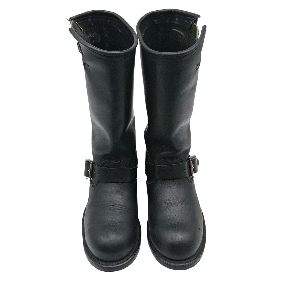 Double H H Leather Biker Boots Womens 9.5 E Black Harness Mid Calf Motorcycle_2